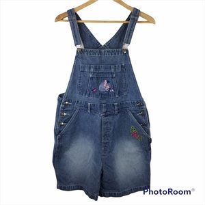 Disney Eeyore Short Denim Bib Overalls Size M